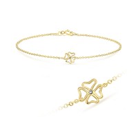 Clover Leaf Gold Plated Silver Anklet ANK-109-GP